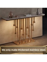 Table console multifonctionnelle en acier inoxydable de luxe italien avec plateau en pierre pour l'entrée d'un hôtel, le couloir