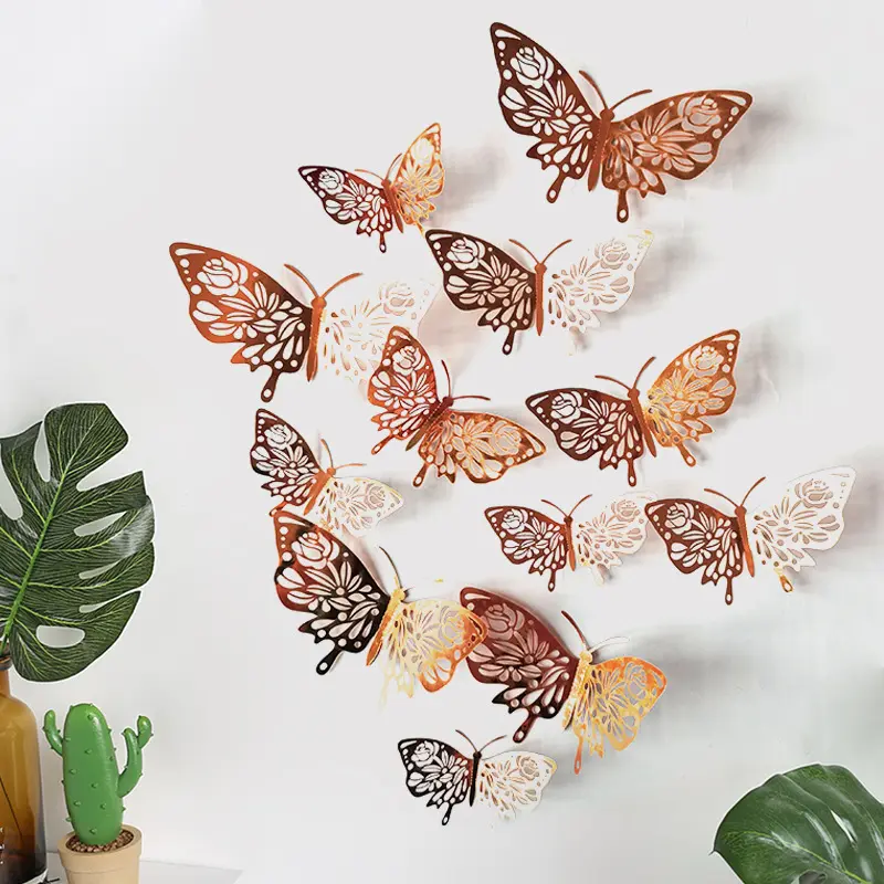 Creative Hollow Pattern Butterflies Wallpaper Cute Paper Butterfly Sticker For Bedroom Removable Living Room Wall Mural