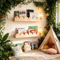 Étagère suspendue en bois personnalisée, étagère en forme de coquille ondulée, étagère de style Montessori, magazines, jouets et plus encore