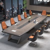 Grande table de réunion pour employés, table de conférence moderne et simple, ensemble de chaises, table de réception de bureau 20+