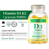 Vitamines et suppléments Softgel personnalisables pour la santé des dents et des os 5000 UI Vitamine D3 K2 Capsules avec ingrédients naturels
