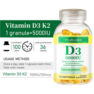 Vitaminas Softgel personalizables y suplementos para la salud de los dientes y los huesos 5000iu Vitamina D3 K2 Cápsulas con ingredientes naturales - Product Image 2