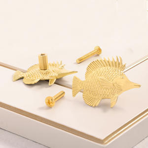 黄铜鱼门把手衣柜橱柜金属把手实心铜工艺品 - Product Image 2