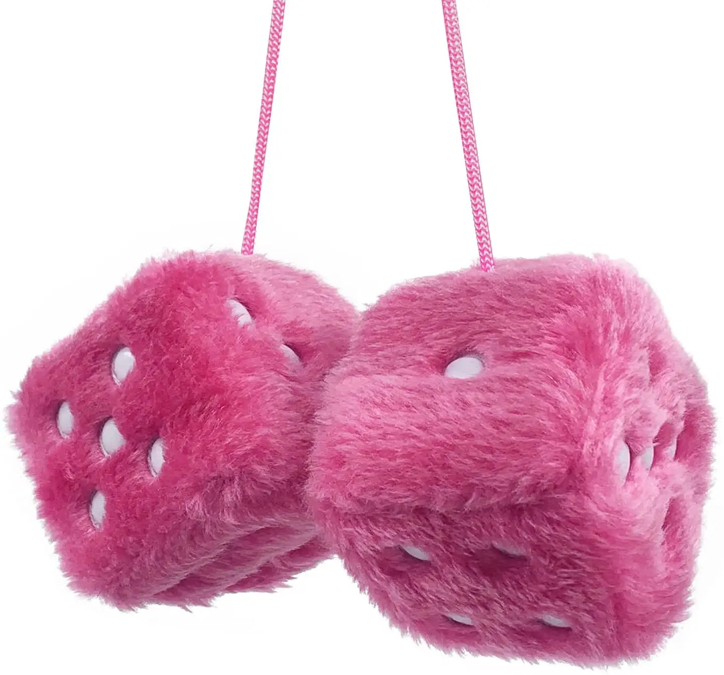 Specchietto retrovisore per auto Fuzzy Dice peluche con puntini accessori coppia di coppia quadrata appesa ciondolo per auto specchietto retrovisore interno D