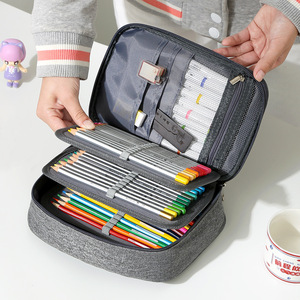 Estuche para lápices de gran capacidad con cremallera, desmontable, multiusos, para viajes escolares, gris - Product Image 1