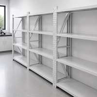 Scaffale di Stoccaggio per Laboratorio Resistente a 4 Ripiani, Unità di Scaffalatura in Metallo con Ripiani Regolabili per Laboratorio e Magazzino