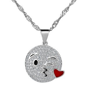Collar con colgante de cara de Emoji divertido para mujer, regalo de Navidad, joyería de moda - Product Image 1