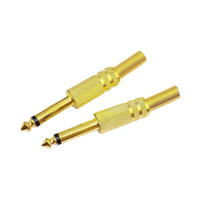 Prise mâle mono plaquée or 1/4'' TS 6,35 mm avec adaptateur de soudure audio stéréo à ressort pour câble de guitare/haut-parleur/microphone
