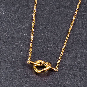 Collar con colgante de nudo chapado en oro de 14k y 18k de acero inoxidable 316L al por mayor para mujer - Product Image 1