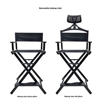Chaise de Maquillage Pliante en Alliage d'Aluminium avec Oreiller, Fauteuil de Réalisateur à Dossier Haut, Chaise de Coiffure Multifonctionnelle d'Extérieur
