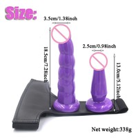 En gros Double Godemiché Noir et Violet pour Point G, type Sous-vêtement, avec Sangle de Ceinture