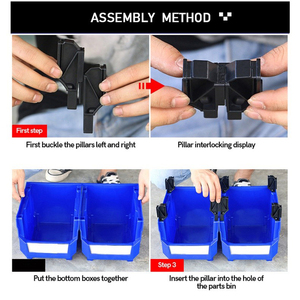LEADLOONG V3 Boîte de rangement bleue 12pcs 11x5x5 pouces Plastique Bacs de <span class=keywords><strong>garage</strong></span> Pièces détachées Étagère de rangement de bureau Taille 27.6*13.9*12.8cm - Product Image 4