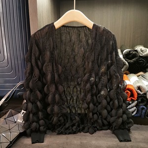 Light As a Feather~ Niche Design <strong>Bubble</strong> Style <strong>Top</strong>, New Summer Loose Sweet Solid Color Long-sleeved Jacket - Product Image 1