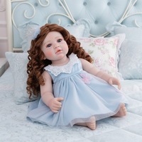 Poupée bébé reborn en silicone bon marché de 22 pouces, neuve, avec des fleurs roses peintes, finition peinte, pour les filles, jouets pour enfants