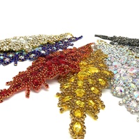 Aplique de Cristal para Vestido de Novia S608, Aplique de Pedrería, Parche de Flores con Diamantes