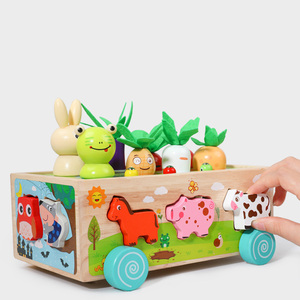 Trieur de forme en bois voiture carotte récolte jeu forme tri <span class=keywords><strong>ferme</strong></span> blocs de fruits jouets d'apprentissage - Product Image 2
