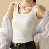 46% Viscose 46% coton 8% Spandex femmes chaud débardeur automne brossé chaud ajusté sans manches t-shirts hauts
