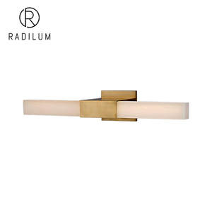 Linear Alabaster <b>Wall</b> <b>Sconce</b> Luxury Hotel Bathroom Decor Brass Center Mount Rectangular Stone Vanity Light LED Covet Lamp - Product Image 1