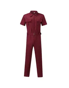 Trabajador hombres auto <span class=keywords><strong>tienda</strong></span> reparación lavado <span class=keywords><strong>de</strong></span> coches <span class=keywords><strong>trabajo</strong></span> uniforme ropa <span class=keywords><strong>de</strong></span> <span class=keywords><strong>trabajo</strong></span> bordado cintura manga corta overol - Product Image 1