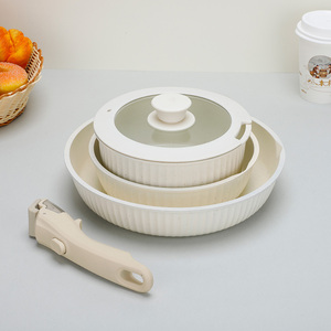 Bộ nồi chảo gốm sứ 4 món chống dính, dùng được trên bếp từ, dành cho nấu ăn tại nhà - Product Image 3