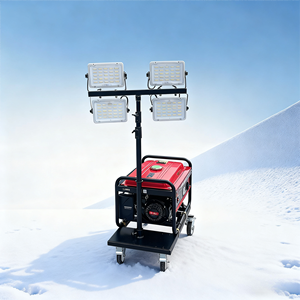 מגדל תאורה נייד עם גנרטור, הניתן להרמה והורדה ידנית ב-3 מטרים, מצויד ב-4 נורות לד. - Product Image 2