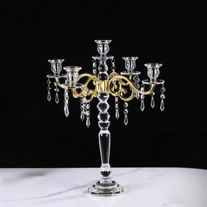 Chandelier en cristal européen Décorations de table de mariage Bougie en verre Décoration de dîner aux chandelles - Product Image 5