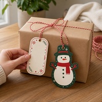 Étiquettes cadeaux de Noël personnalisées avec logo, découpées en carton, imprimées à l'or avec ficelle