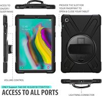 Étui en silicone robuste pour tablette Samsung Galaxy Tab S5E 10.5 ''T720 2019 360 Rotation Main Bandoulière Support Antichoc Couverture