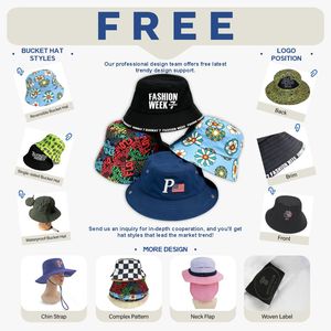HB0001 Wholesale Unisex Custom Embroidery logo Cotton Veracap Solid Outdoor Sunscreen <strong>Flat</strong> Top Fisherman Bucket <strong>Hat</strong> - Product Image 2