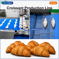 Ligne de production de croissants entièrement automatique avec lame de découpe triangulaire électrique pour boulangerie commerciale, pour la formation de croissants au beurre laminé