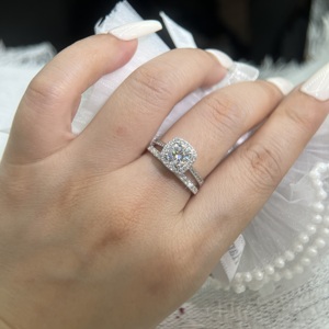 Bộ nhẫn cưới nữ Moissanite lấp lánh chất lượng cao, màu D, VVS, 1 carat, bạc S925, dành cho cặp đôi - Product Image 6