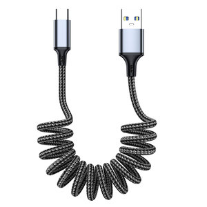 สายชาร์จ Pengqiao Carplay แบบสปริง USB เป็น Type C ยาว 1 เมตร สายถักไนลอน สำหรับชาร์จในรถยนต์และถ่ายโอนข้อมูล - Product Image 5