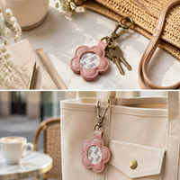Porte-clés rond en cuir et alliage de zinc, style mini-sac, forme personnalisée, à finition DIY, avec impression typographique et gravure