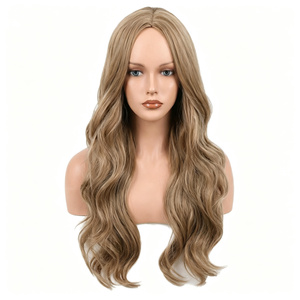 <b>Long</b> Wavy Blonde Human Hair <b>Wig</b> Natural Scalp Top Heat Resistant Soft Lightweight for Daily Wear - Product Image 5