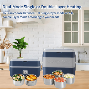 2.4L Electric Stainless Steel Lunch Box 350W Portable Quick Heating Food Heater Wholesale Cooking Warmth Quick Heating - Product Image 5