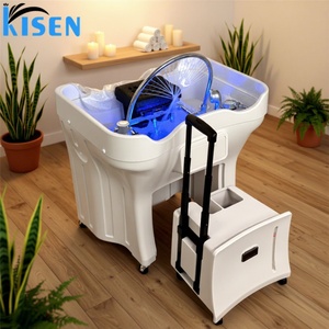 Lavabo de Plástico de Alta Calidad Kisen, Diseño Moderno y Lujoso, Portátil, para Baño, Spa, con Dos Tanques de Agua, para Lavado de Cabello, Salón de Belleza - Product Image 1