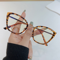Moda computadora estampado de leopardo gafas de plástico lectura de gran tamaño Anti-azul luz prescripción gafas Unisex