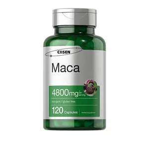 OEM kapsul potensi tertinggi organik akar Maca hitam 120 kapsul Vegan untuk pria mendukung kesehatan reproduksi energi alami