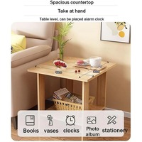 Table de Chevet Moderne Double Couche en Bois Massif Style Marocain pour Chambre et Salon – Vente en Gros Usine