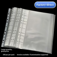 Fundas Protectoras Transparentes de PP con 11 Bolsillos para Hojas Sueltas A4, 2/4 Orificios, para Archivos y Almacenamiento