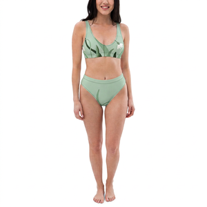 Conjunto de Bikini de 2 Piezas de Cintura Alta para Mujer, Talla Grande, Elástico, Transpirable, Bra Deportivo y Traje de Baño, Cómodo y Elegante - Product Image 1