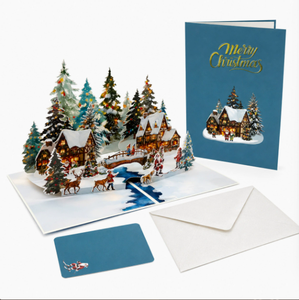 <b>New</b> Christmas Snow Mountain Landscape 3D Pop-up Greeting <b>Card</b> 3D Snow <b>House</b> Desktop Decoration Ornament For Christmas - Product Image 2