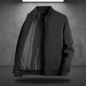Chaqueta Bomber Negra Clásica Personalizada con Logotipo para Hombre, Chaqueta de Piloto Vintage para Oficina con Cuello de Béisbol - Product Image 2
