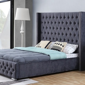 <span class=keywords><strong>Letto</strong></span> matrimoniale di lusso <span class=keywords><strong>su</strong></span> <span class=keywords><strong>misura</strong></span> con testiera a cassonetto e gambe in metallo, 1,8 m, rivestimento in velluto, per camera da <span class=keywords><strong>letto</strong></span> padronale, modello esportazione - Product Image 2