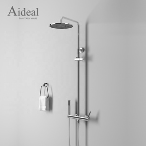 Set Doccia a Pioggia di Lusso Nero Montato a Parete in Ottone con Miscelatore in Ceramica Design Elegante per Bagno - Product Image 6