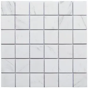 Backsplash de azulejos de mosaico de pedra de mosaico de mármore quadrado branco