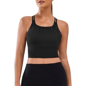 FOXA Débardeur de sport pour femme avec soutien-gorge intégré, coussinets amovibles, dos nageur, coupe courte, respirant, en Spandex et Polyester - Product Image 1