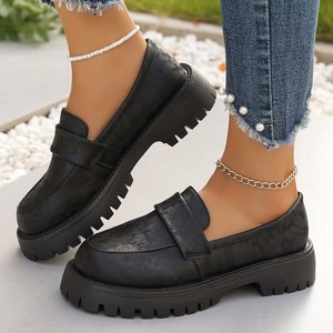 Mocasines de Mujer con Logotipo Personalizado, Cuadrados, con Suela Gruesa, de Cuero PU Brillante, Antideslizantes, Casuales, para Oficina o Vestir - Product Image 5