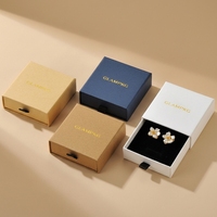 Boîtes d'emballage pour bijoux personnalisées avec logo imprimé en couleur, boîtes à bijoux carrées à tiroir coulissant en papier pour collier et bracelet