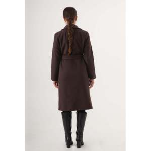 Manteau en cachemire doublé ceinturé pour femme, élégant, à manches longues, chaud, pour l'hiver - Product Image 1